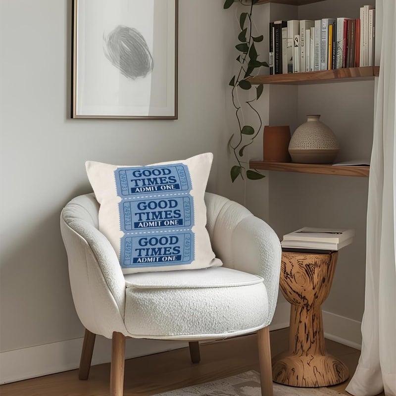 ETVISO Preppy Aesthetic Trendy Coastal Blue Throw Pillow Covers 18x18, Throw Pillows for Couch, Good Times Decorative Pillow Cases Sofa Cover for Bedroom Living Room Dorm - Image 5
